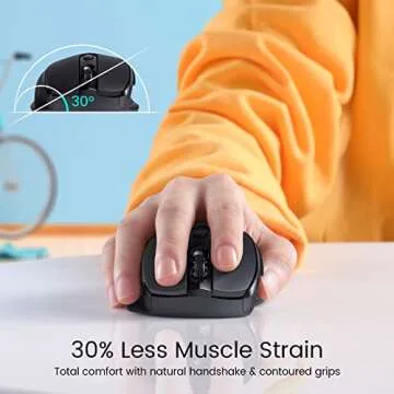 HOTWEEMS Wireless Mouse, D-09 Computer Mouse USB Cordless Mice for Laptop, Ergo Grips, Lightspeed 5-Level 2400 DPI, 16 Months Battery, Portable for PC Mac Chromebook (Black)