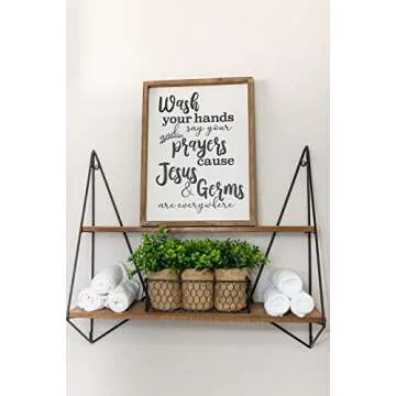 Funny Rustic Bathroom Wall Decor - 12x16 Wood Sign