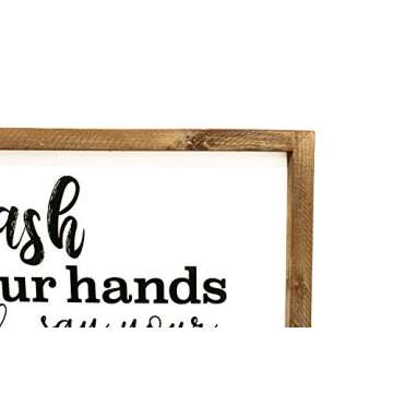 CAM N HONEY Funny Rustic Wooden Bathroom Wall Decor-Farmhouse Decor Jesus and Germs Wall Art-12x16 inches Wood Framed Wall Hanging Quote Sign