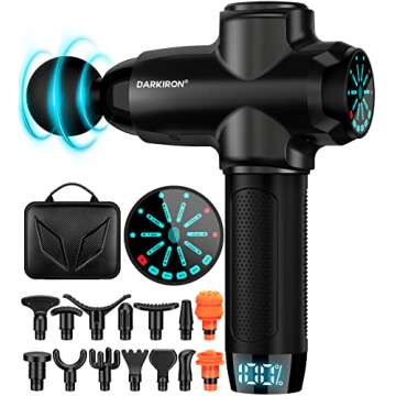 DARKIRON Massage Gun Deep Tissue, Percussion Muscle Massage Gun for Athletes - with 15 Massage Heads, Dark Black