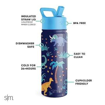 Simple Modern Kids Water Bottle with Straw Lid | Insulated Stainless Steel Reusable Tumbler for Todd...
