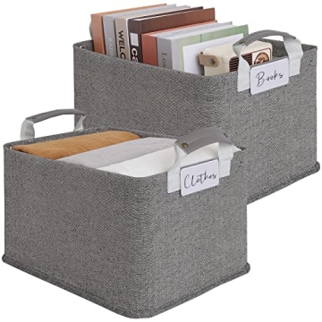 LoforHoney Home Collapsible Storage Bins with Metal Frames, Fabric Storage Baskets for Clothing, She...