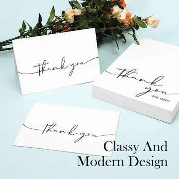 NESCCI 24 PCS Thank You Cards With Envelopes,4x6 Inch Minimalistic Design, Thank You Notes for Wedding,Bridal Shower, Business, Baby Shower, Small Business, Funeral, Graduation(White)
