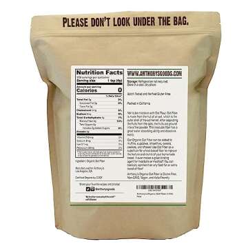 Anthony's Organic Oat Fiber, 1.5 lb, Gluten Free, Non GMO, Keto Friendly, Product of USA