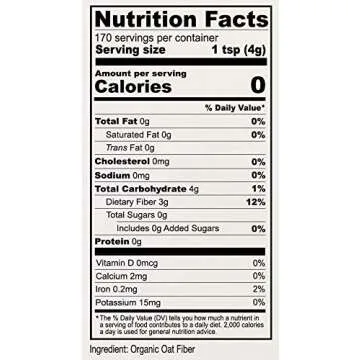 Anthony's Organic Oat Fiber - Gluten Free and Keto Friendly