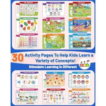 Walenced Busy Book for Toddlers 3-5, Preschool Toddler Learning Activities Book, Educational Montessori Toys for 3 4 5 Year Old Boy Girl Gifts, Busy Board Sticker Book for Toddler Travel Toys Workbook