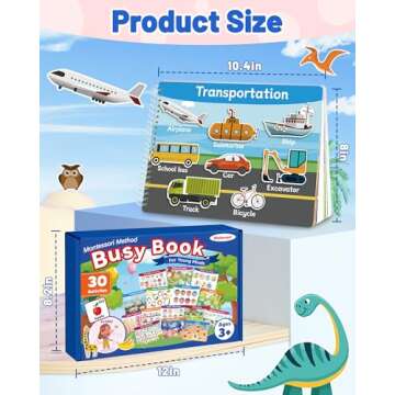 Walenced Busy Book for Toddlers 3-5, Preschool Toddler Learning Activities Book, Educational Montessori Toys for 3 4 5 Year Old Boy Girl Gifts, Busy Board Sticker Book for Toddler Travel Toys Workbook