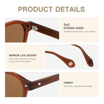 Trendy TACLOFT Round Cat Eye Polarized Sunglasses