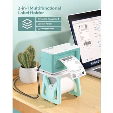 MUNBYN Label Holder for Rolls and Fanfold Labels, Thermal Sticker Holder for Desktop Thermal Printer...