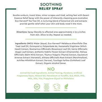 Desert Essence Relief Spray - 4 Fl Ounce - Pack of 2 - Eco-Harvest Tea Tree Oil & Other Essential Oils - Natural First Aid - Minor Burns - Sunburn - Insect Bites - Scrapes