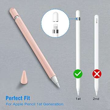Fintie Silicone Sleeve Compatible with Apple Pencil 1st Generation, Ultra Light Pen Skin Case Cover ...