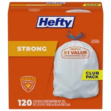 Hefty Strong 13 Gallon Trash Bags - Unscented, Durable, 120 Count