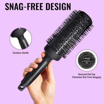Ergo Super Gentle Round Brush for Blow Out - Salon Quality Hair Brushes for Women - Roller Brush for Blow Drying - Wet and Dry Hair Styling - Volumizing Hair Care Blowout Brush - ERG53: 2"