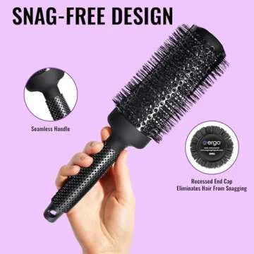 Ergo Super Gentle Round Brush for Blow Out - Salon Quality Hair Brushes for Women - Roller Brush for Blow Drying - Wet and Dry Hair Styling - Volumizing Hair Care Blowout Brush - ERG53: 2"