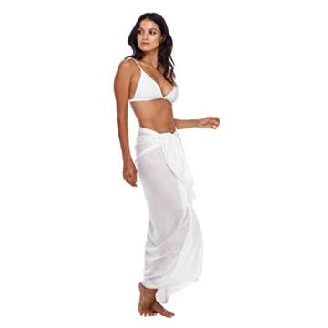 Shu-Shi Womens Beach Cover Up Sarong Swimsuit Cover-Up Many Solids Colors to choose,White,One Size