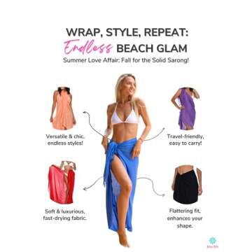 Shu-Shi Womens Beach Cover Up Sarong Swimsuit Cover-Up Many Solids Colors to choose,White,One Size