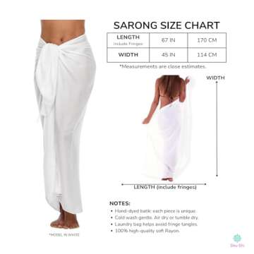 Shu-Shi Womens Beach Cover Up Sarong Swimsuit Cover-Up Many Solids Colors to choose,White,One Size
