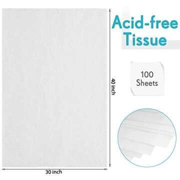 100 Sheets 30 x 40 Inch Acid Free Archival Tissue Paper White No Acid Paper Lignin Free Unbuffered P...