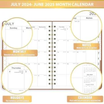 2024-2025 Planner - JUL 2024 - JUN 2025, Academic Planner 2024-2025, 6.3" x 8.4", Academic Planner, Planner 2024-2025 with Hardcover, Brown, Tabs
