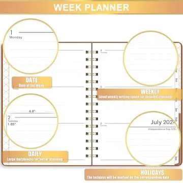 2024-2025 Planner - JUL 2024 - JUN 2025, Academic Planner 2024-2025, 6.3" x 8.4", Academic Planner, Planner 2024-2025 with Hardcover, Brown, Tabs