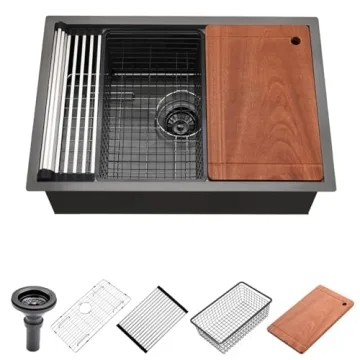 Ultimate Workstation: 27 Inch Black Stainless Steel Undermount Sink by Luckyhorse
