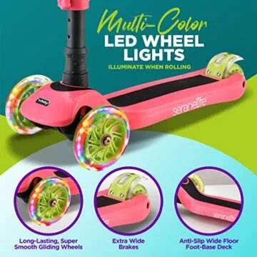 Serenelife 3 Wheeled Kids Scooter with LED Lights