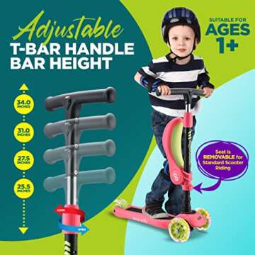 Serenelife 3 Wheeled Kids Scooter with LED Lights