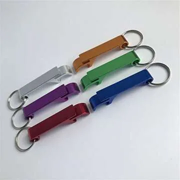 iFlyMars 6 Pieces Key Chain Beer Bottle Opener, Pocket Small Bar Claw Beverage Keychain Ring for Kitchen Wedding Party Activity