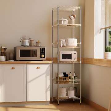 Finnhomy Heavy Duty 6 Tier Wire Shelving Unit with Wheels 18x18x72-inches 6 Shelves Storage Rack Thi...