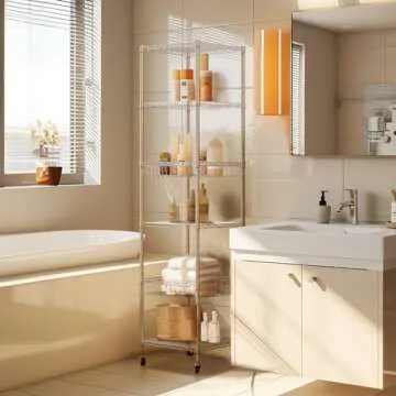 Finnhomy Heavy Duty 6 Tier Wire Shelving Unit with Wheels 18x18x72-inches 6 Shelves Storage Rack Thicken Steel Tube, Adjustable Shelving Rack for Kitchen Bathroom Office, NSF Certified, Chrome