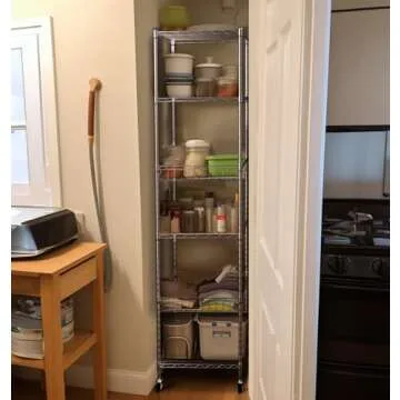 Finnhomy Heavy Duty 6 Tier Wire Shelving Unit with Wheels 18x18x72-inches 6 Shelves Storage Rack Thicken Steel Tube, Adjustable Shelving Rack for Kitchen Bathroom Office, NSF Certified, Chrome