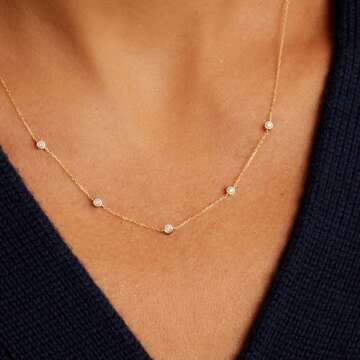 VRIUA Gold Necklace for Women,Dainty Gold Necklace 14K Gold Plated Gold Necklace for Women Diamond Necklaces for Women Everyday Jewelry Necklaces for Women