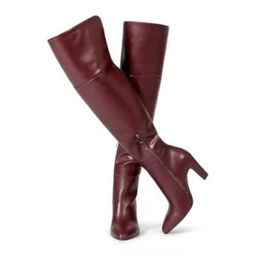 wetkiss Thigh High Boots Over the Knee Boots Burgundy Boots for Women Wide Calf Tall Boots Womens Hi...