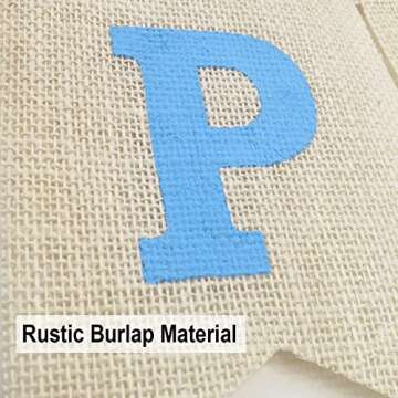 Blue Happy Birthday Banner, Assembled Burlap Happy Birthday Sign for Birthday Party Decorations