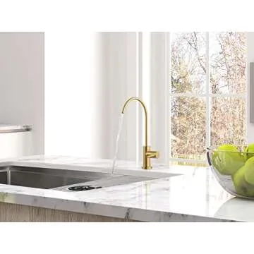 AguaStella AS09BG Brushed Gold Stainless Steel Kitchen Water Filter Faucet RO Faucet for Most Reverse Osmosis Units or Water Filtration System in Non-Air Gap
