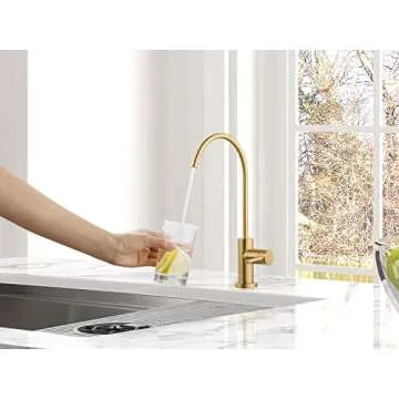 AguaStella AS09BG Brushed Gold Stainless Steel Kitchen Water Filter Faucet RO Faucet for Most Reverse Osmosis Units or Water Filtration System in Non-Air Gap
