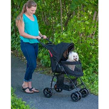 Pet Gear No-Zip Happy Trails Lite Pet Stroller for Cats/Dogs, Zipperless Entry, Easy Fold with Remov...