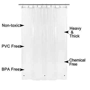 BAROSSA Design XLong Shower Curtain Liner with 96 inches Height - 6 Bottom Magnets, Waterproof PEVA, PVC Free, Metal Grommets, Clear, 72x96
