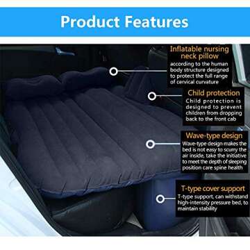 BMZX Model 3 Car Travel Inflatable Mattress Air Bed Cushion Portable Camping Universal for SUV Extend Air Couch with Two Air Pillows for Tesla Model 3