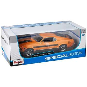 Maisto 1:18 Special Edition 1970 Ford Mustang Mach 1, Orange, 1:18 Scale