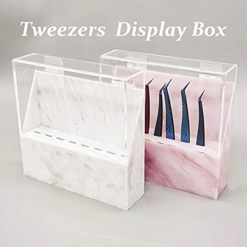 Eyelash Tweezers Holder with Cover, Marble Design