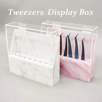 Eyelash Tweezers Holder with Cover, Marble Design