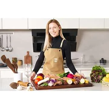 AZRHOM XXL Large Walnut Wood Cutting Board for Kitchen 24x18 (Gift Box) with Juice Groove Handles Non-slip Mats Thick Reversible Butcher Block Chopping Board