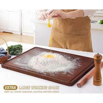 AZRHOM XXL Large Walnut Wood Cutting Board for Kitchen 24x18 (Gift Box) with Juice Groove Handles Non-slip Mats Thick Reversible Butcher Block Chopping Board