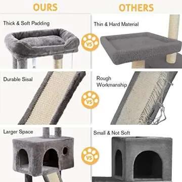 SHA CERLIN Cat Tree 36 Inches Cat Tower with Hammock, Sisal Scratching Post for Indoor Kittens, Small Room, Grey