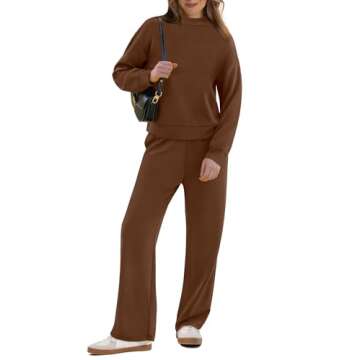 WIHOLL Women's Athletic Clothing Sets Long Sleeve Mock Neck 2 Piece Outfits Fall Winter Fashion 2024...