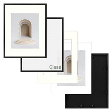 Frametory, Aluminum Picture Frames Set of 7 - Black Gallery Wall Kit - Displays One 11x14, Two 8x10, and Four 5x7 inch Photos for Home Decoration