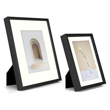 Frametory, Aluminum Picture Frames Set of 7 - Black Gallery Wall Kit - Displays One 11x14, Two 8x10, and Four 5x7 inch Photos for Home Decoration