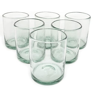 MexHandcraft Clear Blown 10 oz Tumbler Glasses Set of 6 - Eco-Friendly Handmade Glassware