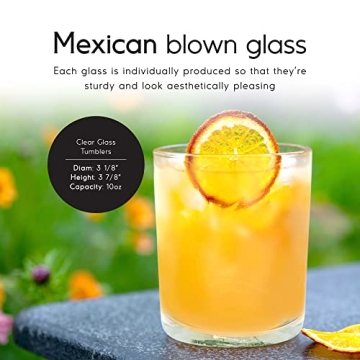 MexHandcraft Clear Blown Tumbler Glasses Set of 6